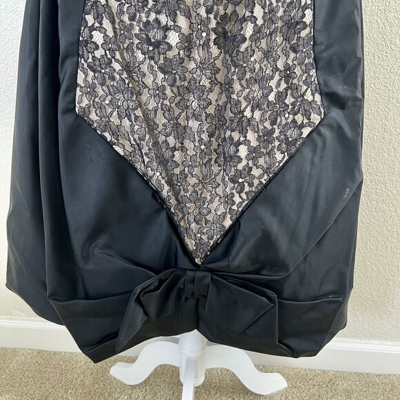 Vintage Lilli Diamond 1960s Black Chiffon Lace Bubble Bow Detail Pencil Dress - Picture 4 of 16
